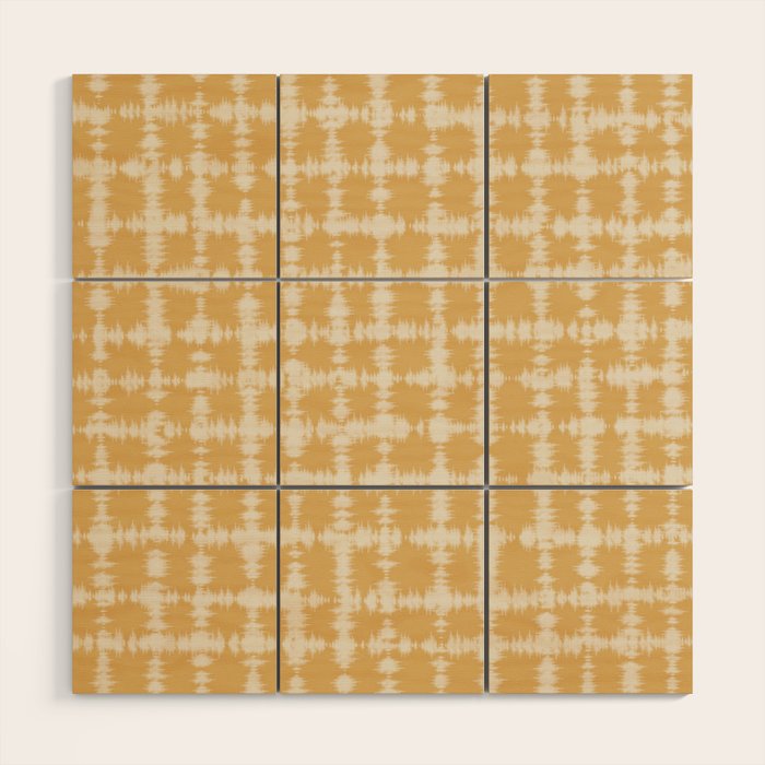 Tie dye checked in yellow Wood Wall Art