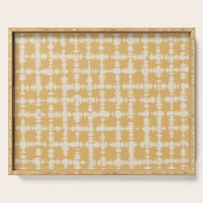 Tie dye checked in yellow Serving Tray Gallery Image 1