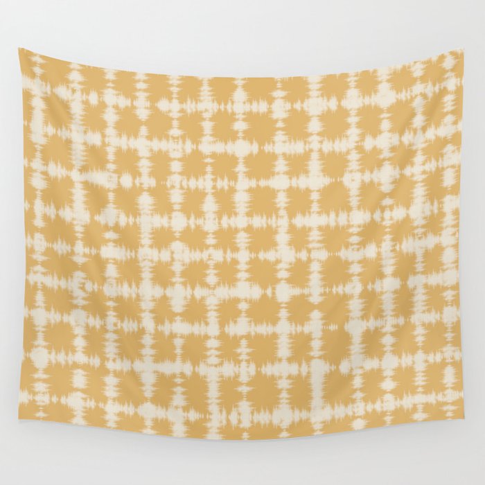 Tie dye checked in yellow Wall Tapestry Gallery Image 4