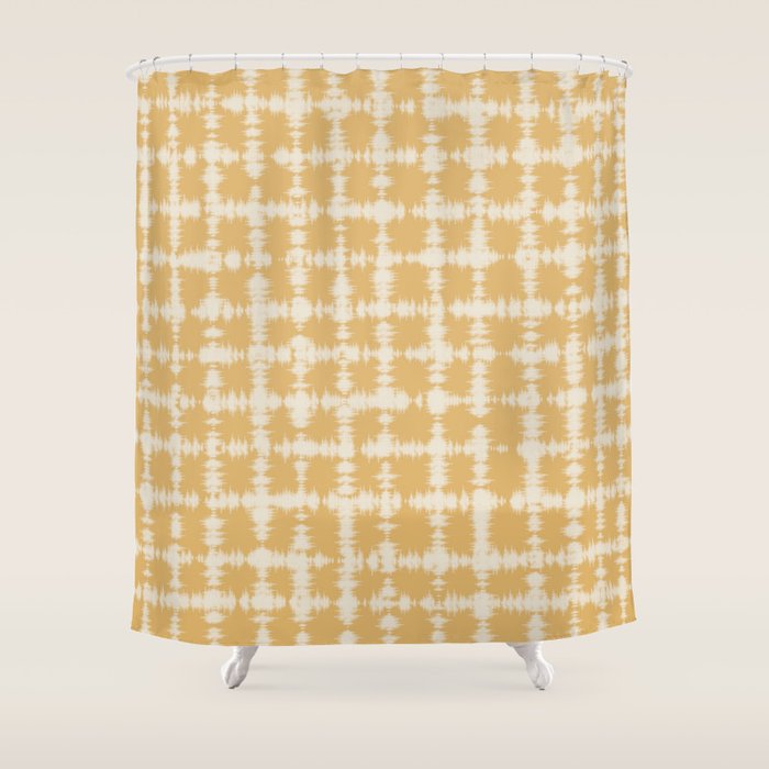 Tie dye checked in yellow Shower Curtain Gallery Image 1