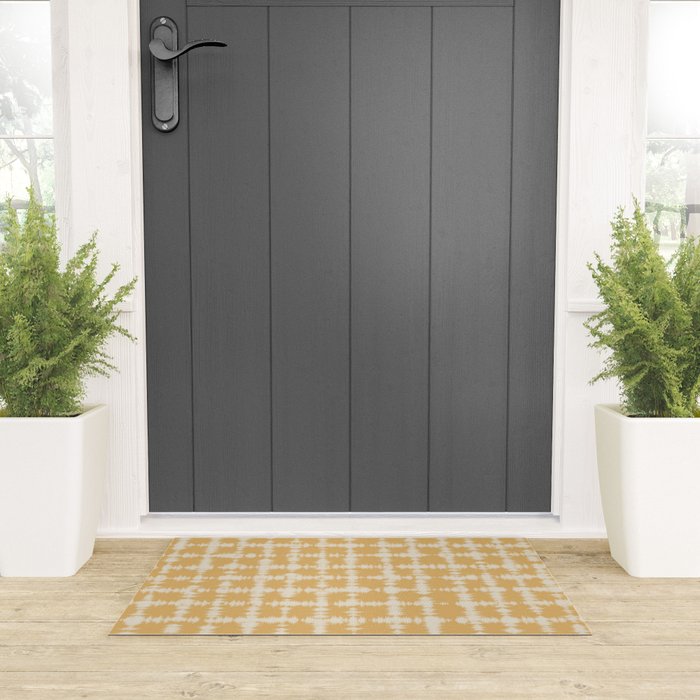Tie dye checked in yellow Welcome Mat Gallery Image 3