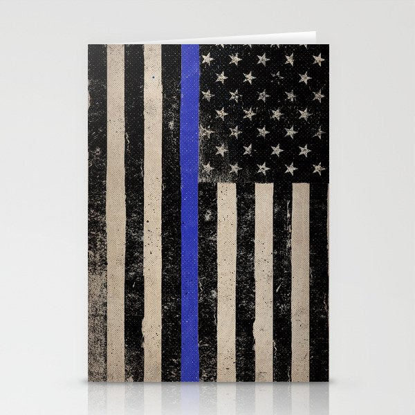 Thin Blue Line Police Flag First Responder USA Hero Stationery Card Gallery Image 1