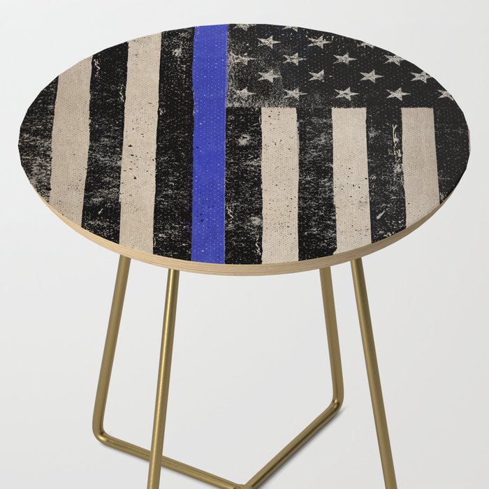 Thin Blue Line Police Flag First Responder USA Hero Side Table Gallery Image 2