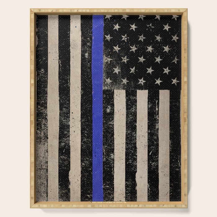 Thin Blue Line Police Flag First Responder USA Hero Serving Tray Gallery Image 1