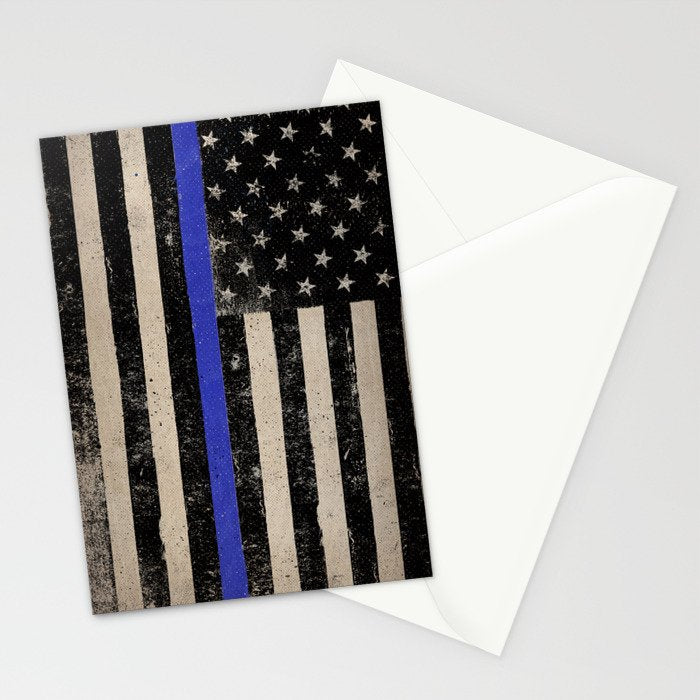 Thin Blue Line Police Flag First Responder USA Hero Stationery Card Gallery Image 2