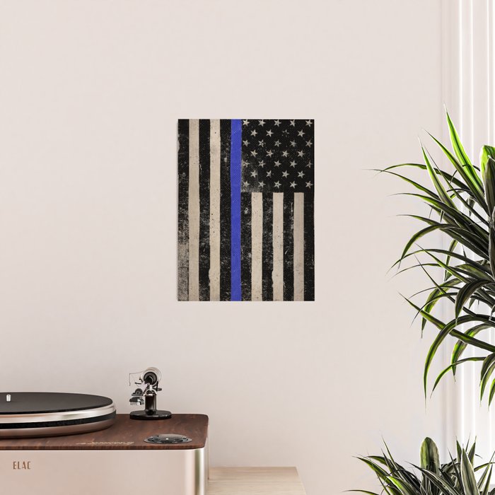 Thin Blue Line Police Flag First Responder USA Hero Poster Gallery Image 2
