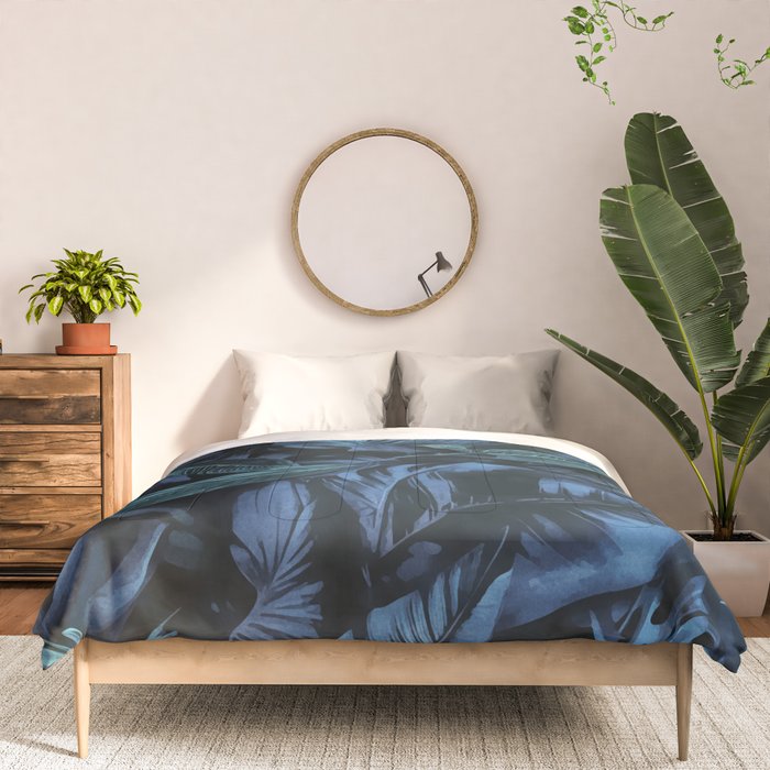 Blue Midnight Jungle Tropical Escape Comforter Gallery Image 3