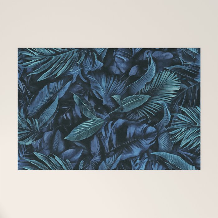 Blue Midnight Jungle Tropical Escape Welcome Mat Gallery Image 1
