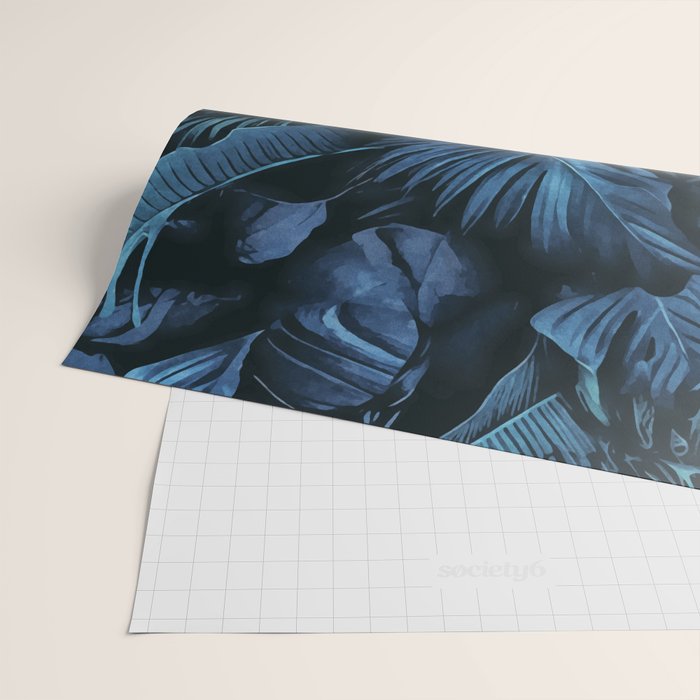 Blue Midnight Jungle Tropical Escape Wrapping Paper Gallery Image 2