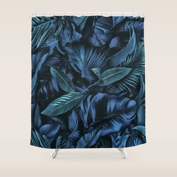 Blue Midnight Jungle Tropical Escape Shower Curtain Gallery Image 1