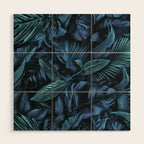 Blue Midnight Jungle Tropical Escape Wood Wall Art Gallery Image 1