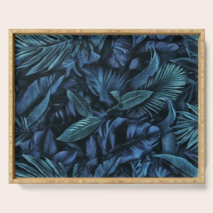 Blue Midnight Jungle Tropical Escape Serving Tray Gallery Image 1