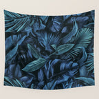 Blue Midnight Jungle Tropical Escape Wall Tapestry Gallery Image 4
