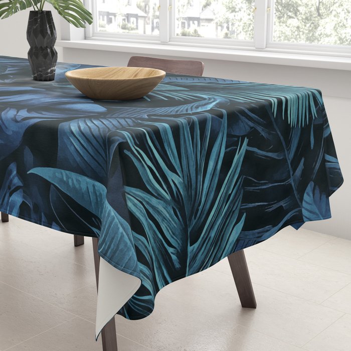 Blue Midnight Jungle Tropical Escape Tablecloth Gallery Image 3