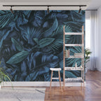 Blue Midnight Jungle Tropical Escape Wall Mural Gallery Image 1