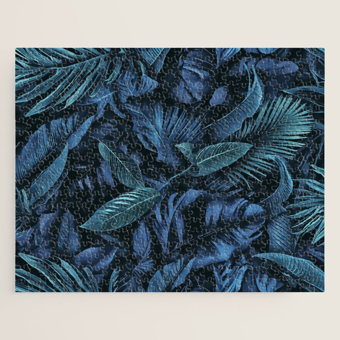 Blue Midnight Jungle Tropical Escape Jigsaw Puzzle Gallery Image 1