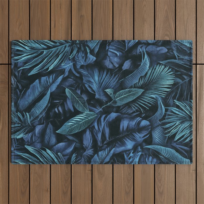 Blue Midnight Jungle Tropical Escape Outdoor Rug Gallery Image 1