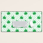 Funny retro weed leaf cartoon sticker pattern Desk Mat Gallery Image 1