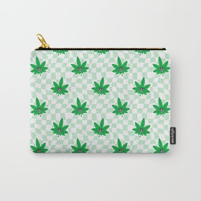 Funny retro weed leaf cartoon sticker pattern Carry All Pouch Gallery Image 1