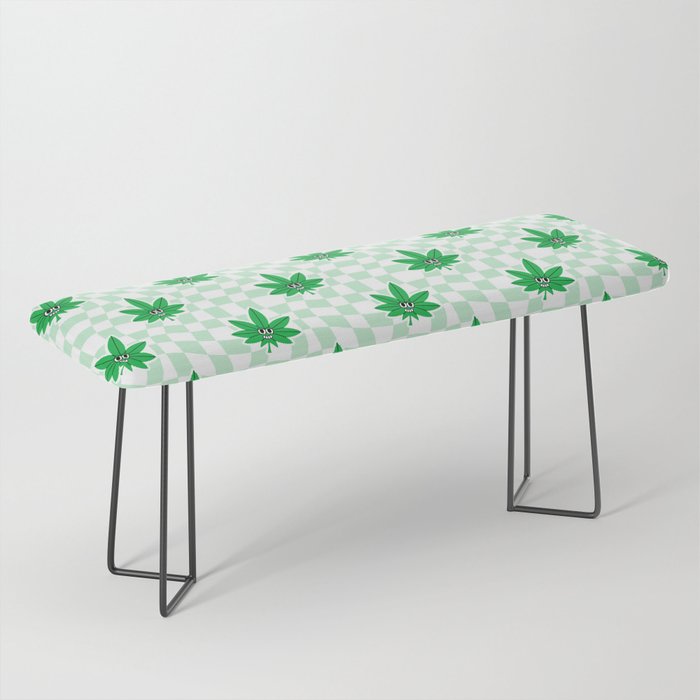 Funny retro weed leaf cartoon sticker pattern Bench Gallery Image 1