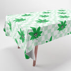Funny retro weed leaf cartoon sticker pattern Tablecloth Gallery Image 1