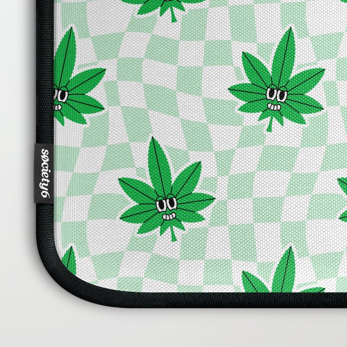 Funny retro weed leaf cartoon sticker pattern Laptop Sleeve Gallery Image 3