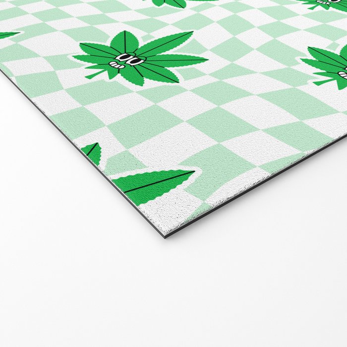 Funny retro weed leaf cartoon sticker pattern Welcome Mat Gallery Image 2