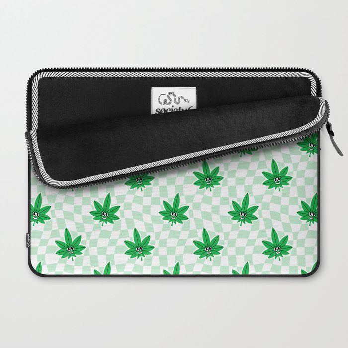 Funny retro weed leaf cartoon sticker pattern Laptop Sleeve Gallery Image 2