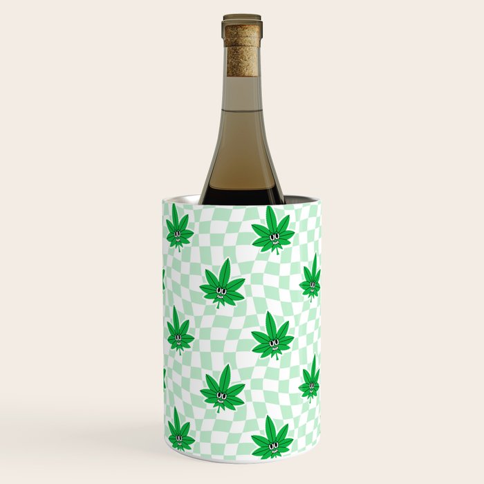 Funny retro weed leaf cartoon sticker pattern Wine Chiller Gallery Image 3