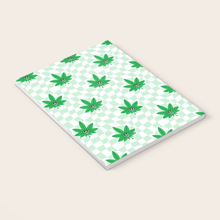 Funny retro weed leaf cartoon sticker pattern Notebook Gallery Image 3