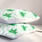 Funny retro weed leaf cartoon sticker pattern Pillow Sham Gallery Image 3