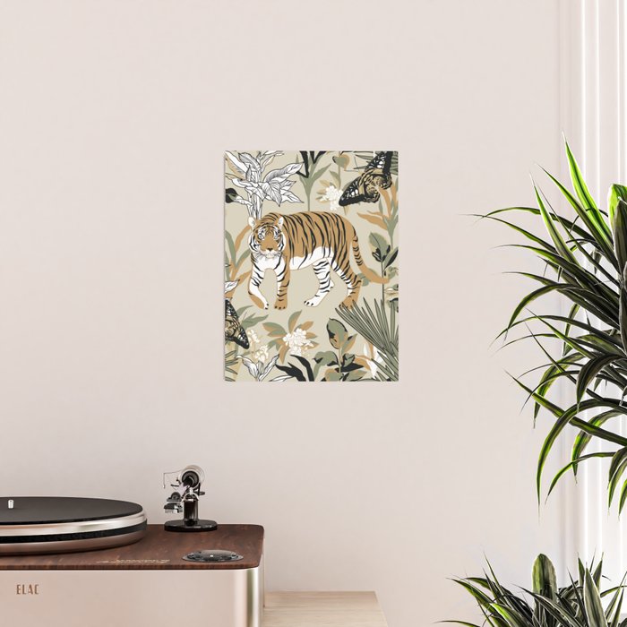 animalistic seamless pattern with tigers in the jungle Poster Gallery Image 2
