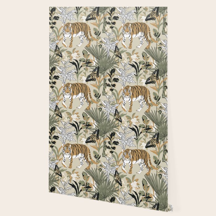animalistic seamless pattern with tigers in the jungle Wallpaper Gallery Image 2