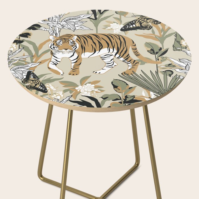 animalistic seamless pattern with tigers in the jungle Side Table Gallery Image 2