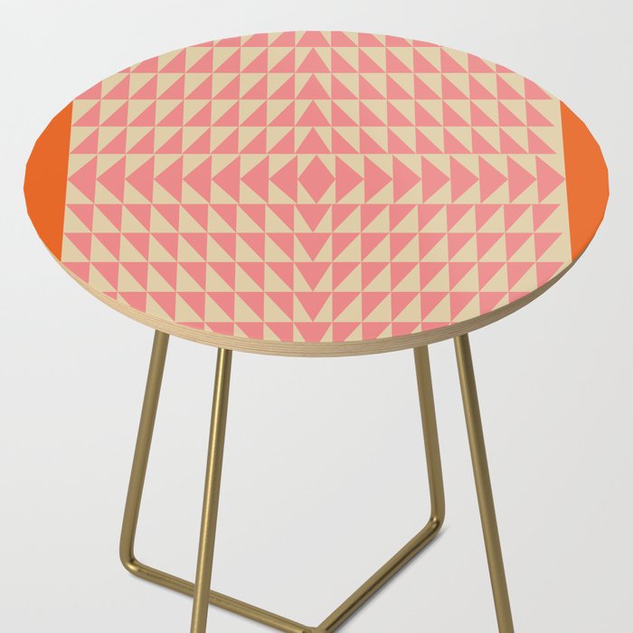 Bold Triangle Pattern in Pink and Orange Side Table Gallery Image 2