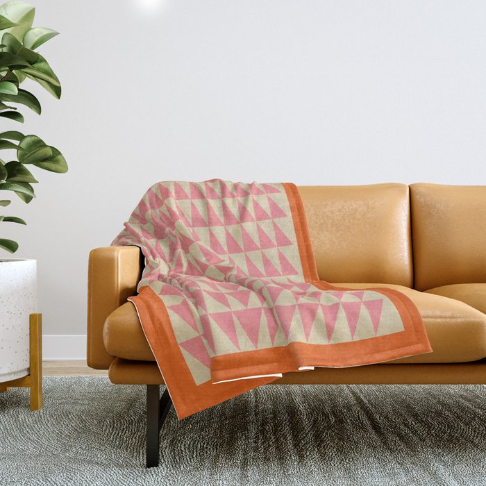 Bold Triangle Pattern in Pink and Orange Throw Blanket Gallery Image 1
