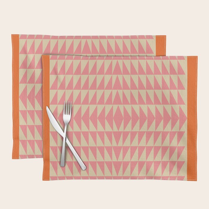 Bold Triangle Pattern in Pink and Orange Placemat Gallery Image 1