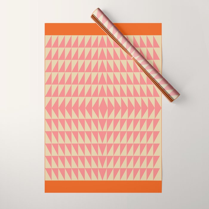 Bold Triangle Pattern in Pink and Orange Wrapping Paper Gallery Image 1