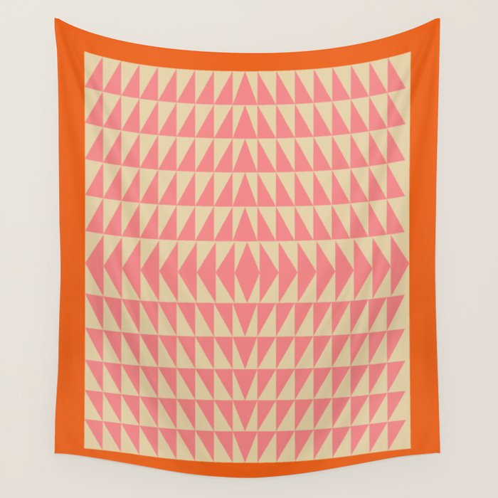 Bold Triangle Pattern in Pink and Orange Wall Tapestry Gallery Image 4