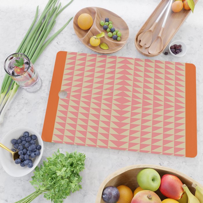 Bold Triangle Pattern in Pink and Orange Cutting Board Gallery Image 2