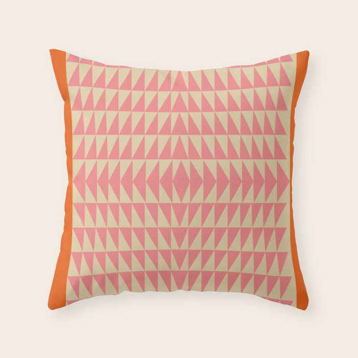 Bold Triangle Pattern in Pink and Orange Throw Pillow Gallery Image 1