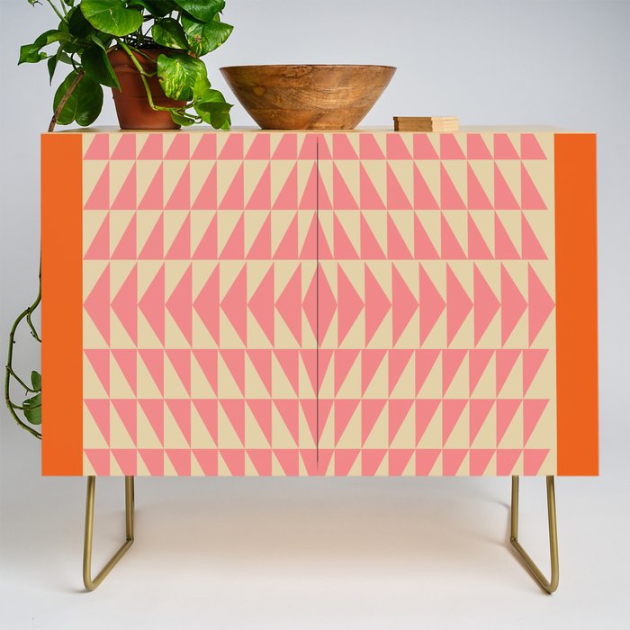 Bold Triangle Pattern in Pink and Orange Credenza Gallery Image 1
