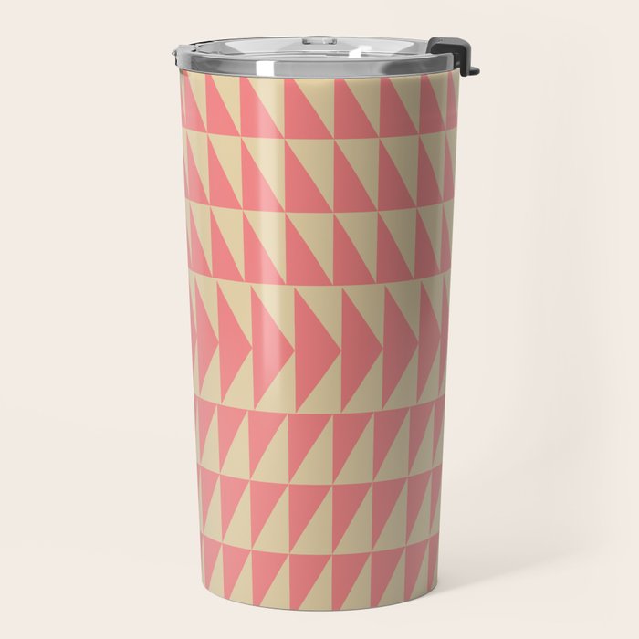 Bold Triangle Pattern in Pink and Orange Travel Mug Gallery Image 2