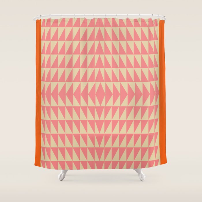 Bold Triangle Pattern in Pink and Orange Shower Curtain Gallery Image 1