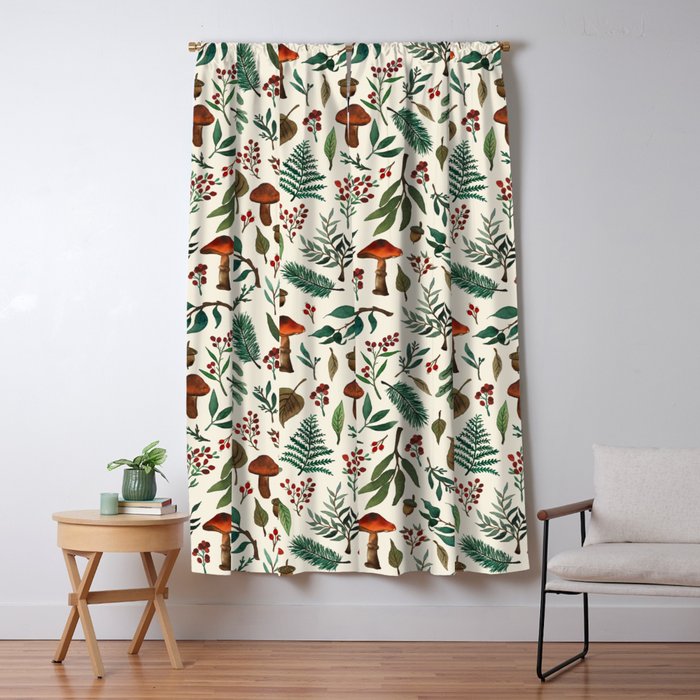 Mushroom Forest Pattern Window Curtain Gallery Image 1