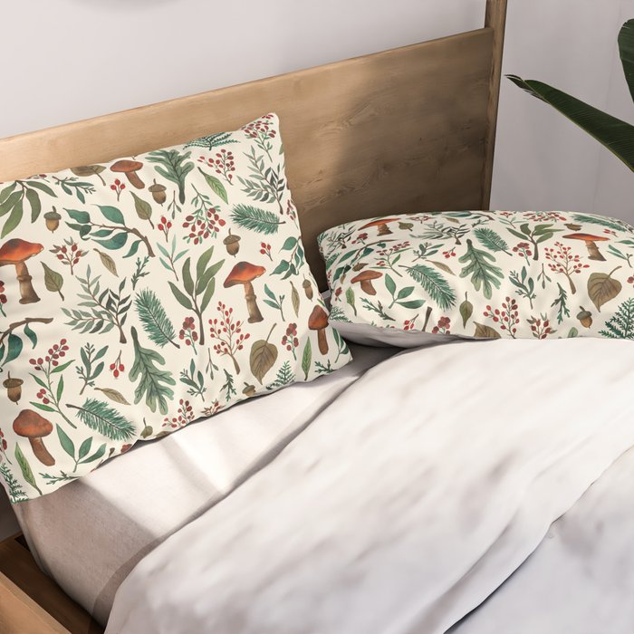Mushroom Forest Pattern Pillow Sham Gallery Image 2