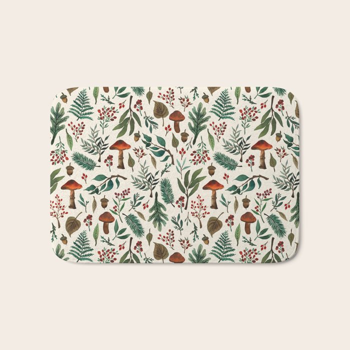 Mushroom Forest Pattern Bath Mat Gallery Image 1