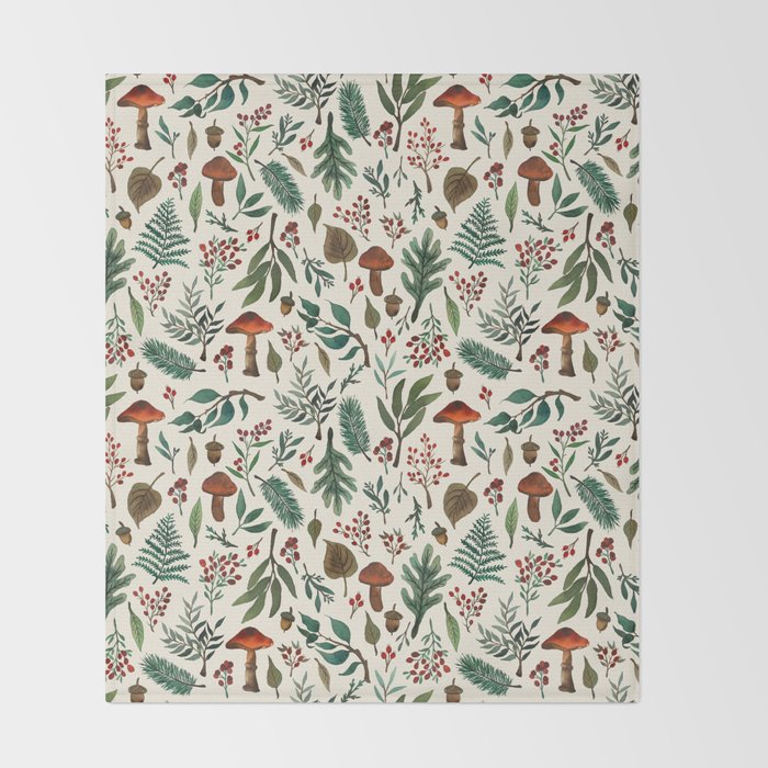 Mushroom Forest Pattern Throw Blanket Gallery Image 2