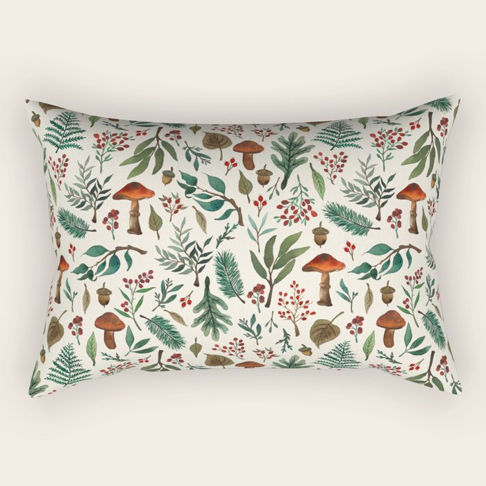 Mushroom Forest Pattern Rectangular Pillow Gallery Image 2