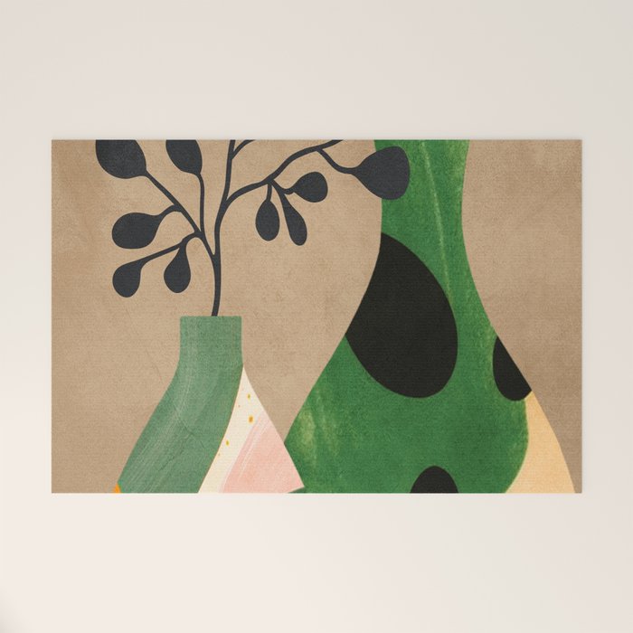 Modern Abstract Vases with Plant 1 Welcome Mat Gallery Image 1